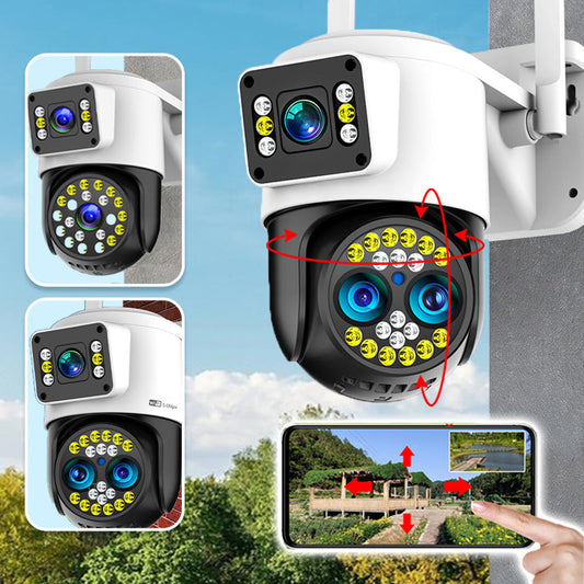 Caméra de Surveillance HD à Vision Nocturne Double Écran