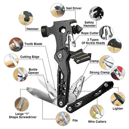 [Cadeau pratique] Mini marteau de sécurité multifonctionnel portable extérieur 15-en-1