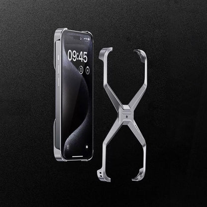 💯Coque de téléphone creuse sans cadre en alliage d'aluminium de luxe pour iPhone💥