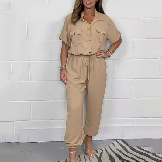 🔥🔥Women’s Short Sleeved Utility Jumpsuit