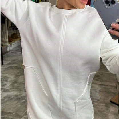 Robe Pull à Col Ronde à Manches Longues pour Femmes