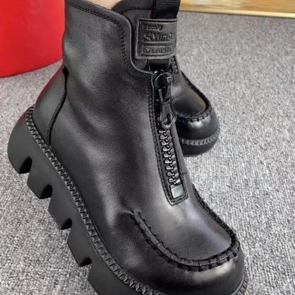 Bottes courtes rétro chaudes en cuir PU pour femme