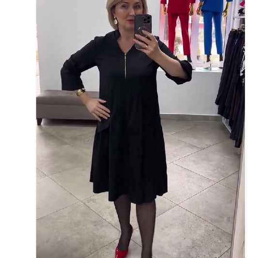 🎅Soldes de Noël - 50 % de réduction🎄Robe noire à col en V pour femme